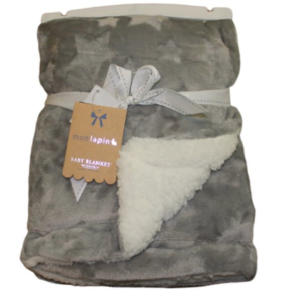 Mon Lapin Bedding Mon Lapin Gray Star Reversible Baby Blanket Ivory